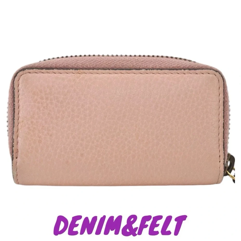 🐝GUCCI Pink Cellarius Calfskin Blind For Love Animalier‎ Zip  Key Case/Pouch